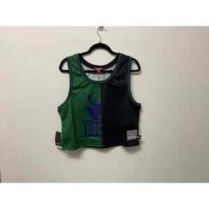 NWT Women's Mitchell & Ness Cropped Milwaukee Bucks Jersey Sz 2XL
